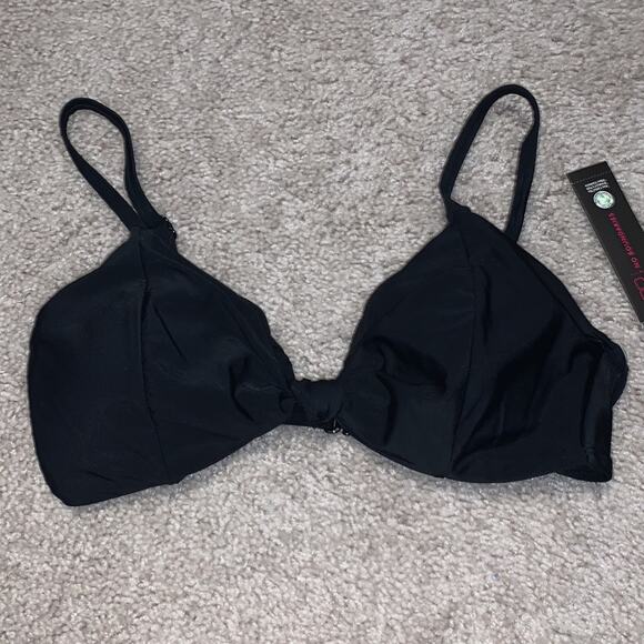 No Boundaries Black Knot Front Triangle Bikini Top Sz M - NWT - Picture 2 of 7